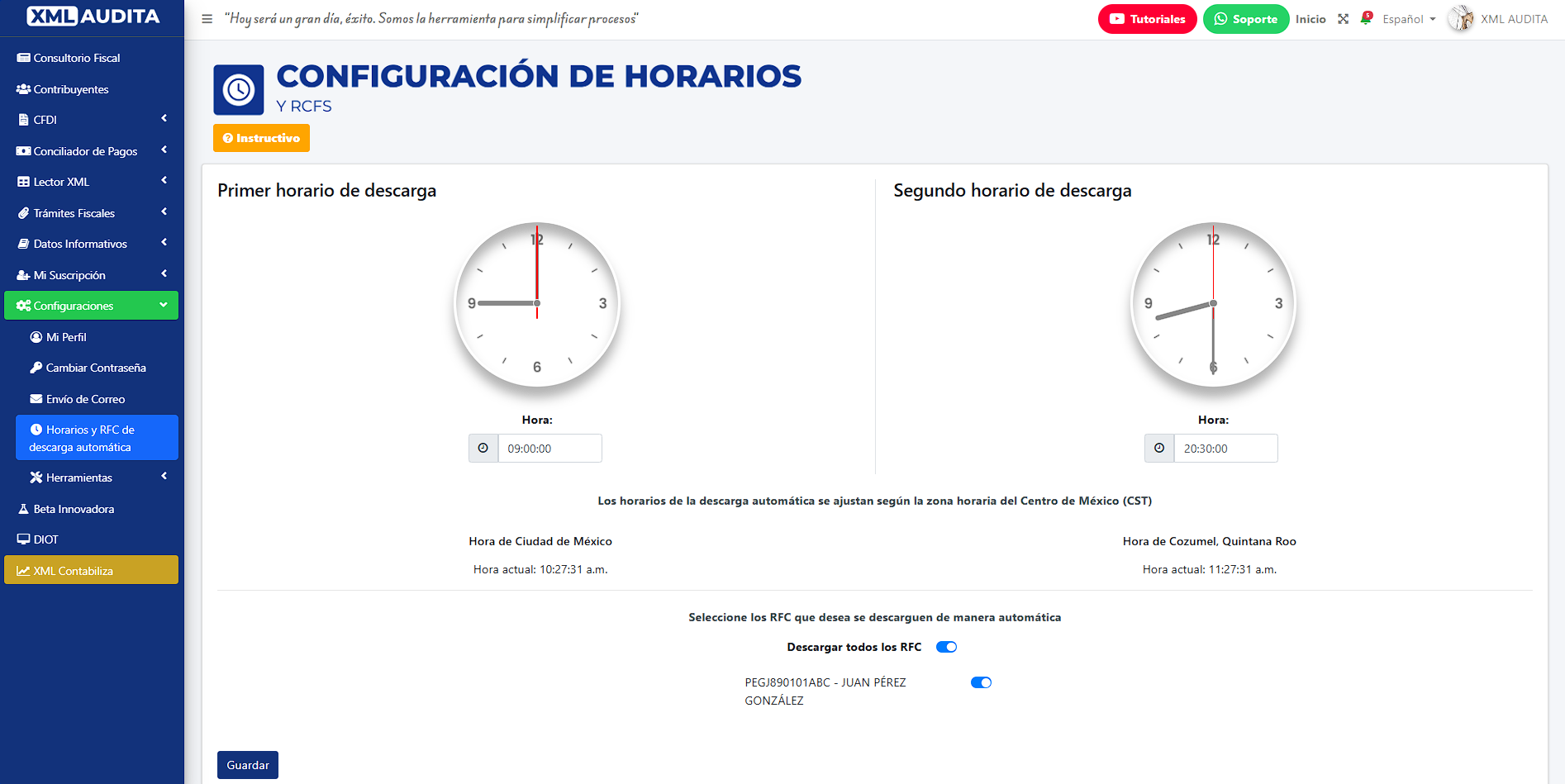 Configuración Descarga Automática